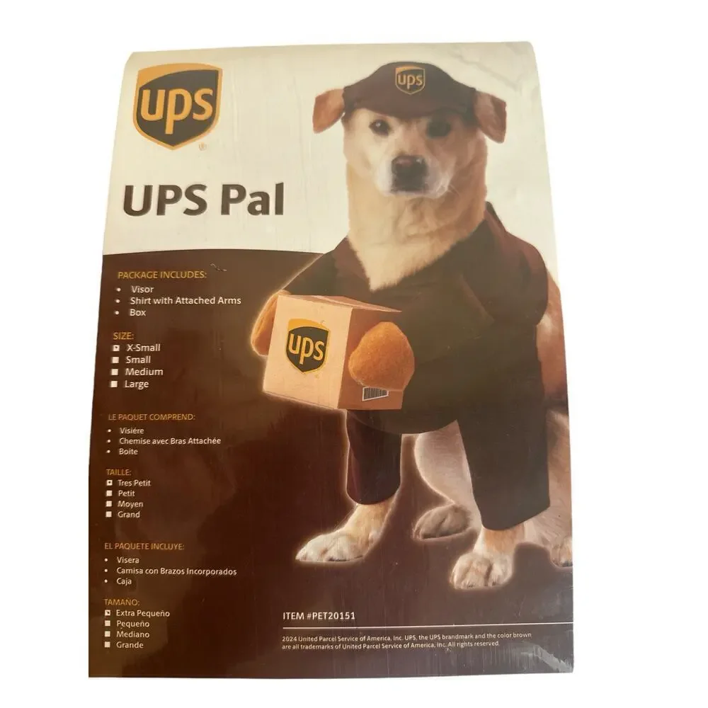 California Costumes UPS Pal Shirt Visor Box Dog Postman Costume Size XS Brown